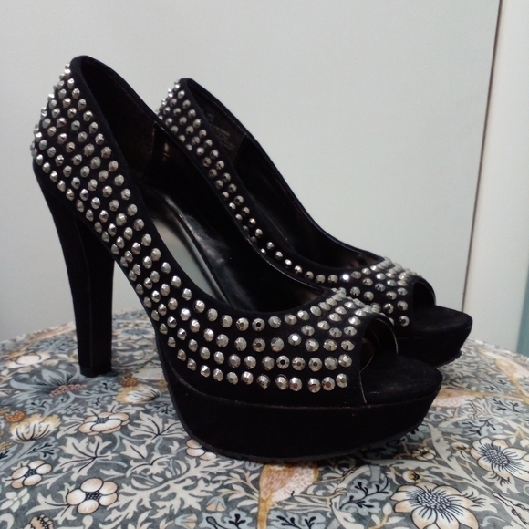 Candies Platform Rhinestone Heels - Picture 2 of 9